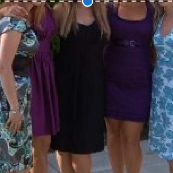 Bebe Women's Short Sleeve Fringe Purple Mini Dress Y2K Preppy Size Large💜 - Picture 3 of 6